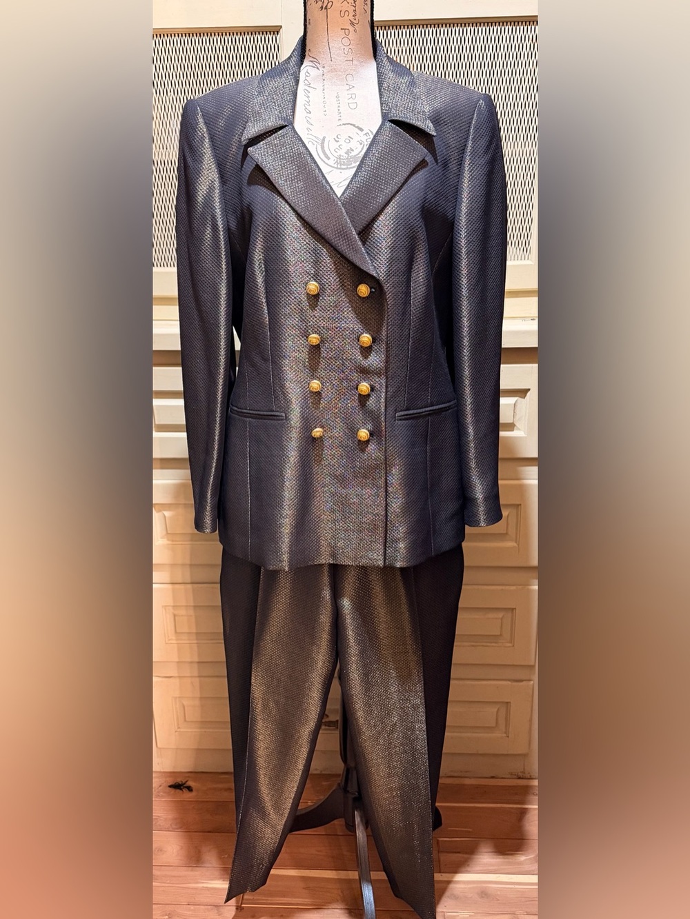 Vintage Escada Margaretha Ley Metallic Textured Pantsuit